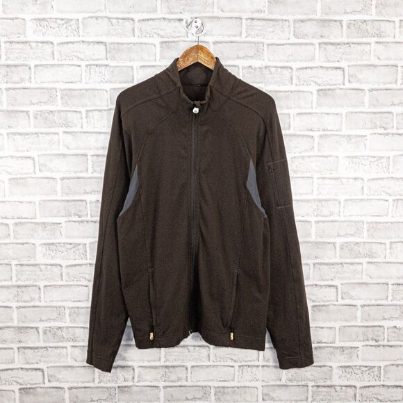Lululemon Full Zip Track Jacket vent Mesh Armpit in Brown Men'ssize Large - Picture 1 of 11